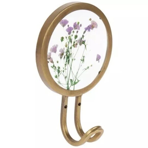Hobby Lobby Purple Flowers Gold Metal Wall Hook Round PAIR - Picture 8 of 8